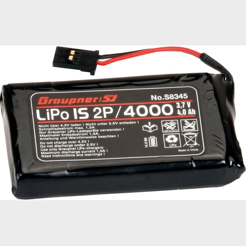 GRAUPNER TRANSMITTER BATTERY PACK LIPO 1S 4000 MAH 2P 3,7 VOLT MZ-24, MZ-18, MC-26 TRANSMITTER BATTE